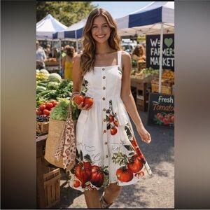 Anthropologie NWT Maeve Button-Front Tomato Midi Dress size XL.